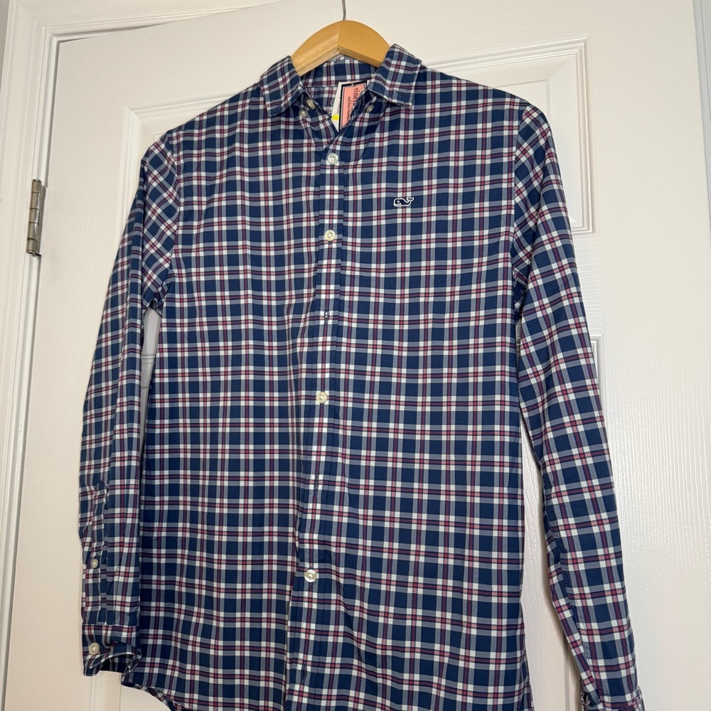 Vineyards Vines Boys’ Plaid Long Sleeve Button Down Performance Shirt, Large